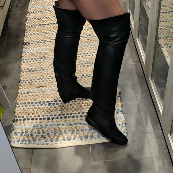 Lanvin Thigh High Black Leather Boots. Size 39 - Picture 1 of 8